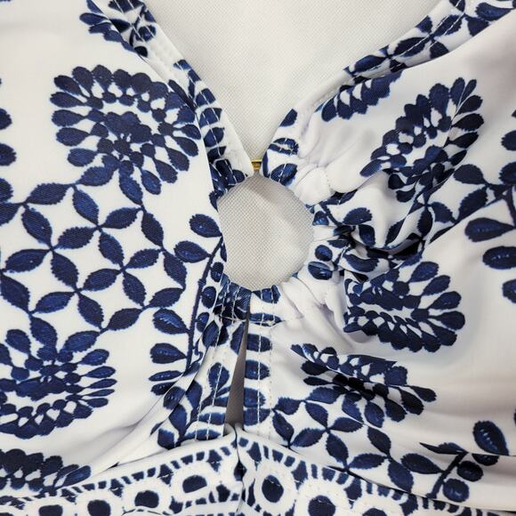 Bikini Swimwear Womens 4XL Blue‎ White Keyhole Soft Padding Swim Beach Summer - Picture 2 of 14